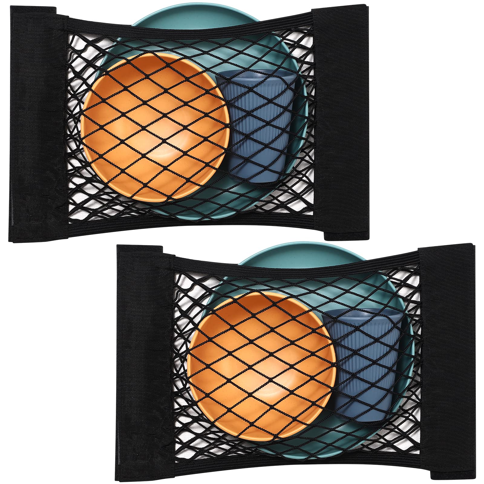 HASTHIP® 2PCS Car Storage Net Bag with Tape Stickers, Adhesive Mesh Pocket Net String Pouch Bag, Stretchable RV Storager Netting, Wall Sticker Organizer Pouch Bags for Home Storage-Black HASTHIP® 2PCS Car Storage Net Bag with Tape Stickers, Adhesive Mesh Pocket Net String Pouch Bag, Stretchable RV Storager Netting, Wall Sticker Organizer Pouch Bags for Home Storage-Black